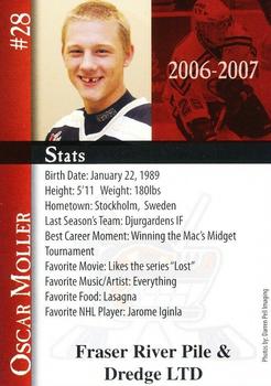 2006-07 Chilliwack Bruins (WHL) #NNO Oscar Moller Back