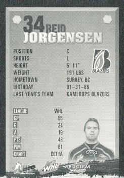 2006-07 Kamloops Blazers (WHL) #NNO Reid Jorgensen Back
