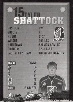 2006-07 Kamloops Blazers (WHL) #NNO Tyler Shattock Back