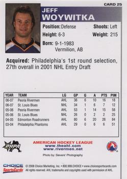 2007-08 Choice Peoria Rivermen (AHL) #25 Jeff Woywitka Back