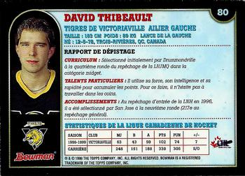 1999 Bowman CHL - OPC International #80 David Thibeault Back