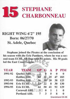 1995-96 Dunkin' Donuts Portland Pirates (AHL) #NNO Stephane Charbonneau Back