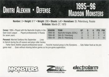 1995-96 Madison Monsters (CoHL) #NNO Dmitri Alekhin Back