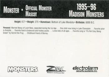 1995-96 Madison Monsters (CoHL) #NNO Monster Back