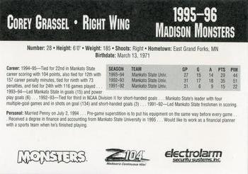1995-96 Madison Monsters (CoHL) #NNO Corey Grassel Back