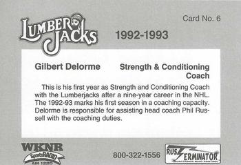 1992-93 Cleveland Lumberjacks (IHL) #6 Gilbert Delorme Back