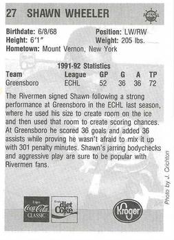 1992-93 Peoria Rivermen (IHL) #NNO Shawn Wheeler Back