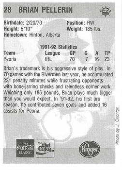 1992-93 Peoria Rivermen (IHL) #NNO Brian Pellerin Back