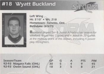 1994-95 Toledo Storm (ECHL) #NNO Wyatt Buckland Back