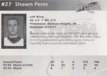 1994-95 Toledo Storm (ECHL) #NNO Shawn Penn Back