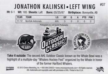 2012-13 Choice AHL Outdoor Classic #7 Jon Kalinski Back