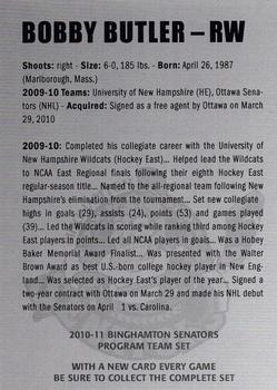 2010-11 Just Sports Photography Binghamton Senators (AHL) #6 Bobby Butler Back