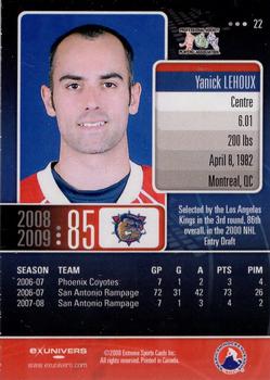 2008-09 Extreme Hamilton Bulldogs (AHL) #22 Yanick Lehoux Back