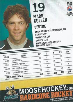 2008-09 Manitoba Moose (AHL) #NNO Mark Cullen Back