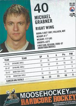 2008-09 Manitoba Moose (AHL) #NNO Michael Grabner Back