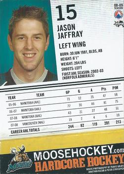 2008-09 Manitoba Moose (AHL) #NNO Jason Jaffray Back