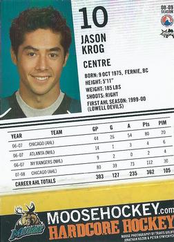 2008-09 Manitoba Moose (AHL) #NNO Jason Krog Back