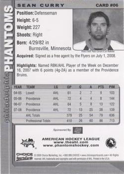 2008-09 Choice Philadelphia Phantoms (AHL) #06 Sean Curry Back