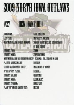 2008-09 North Iowa Outlaws (NAHL) #NNO Ben Danford Back