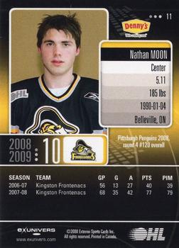 2008-09 Extreme Kingston Frontenacs (OHL) #11 Nathan Moon Back