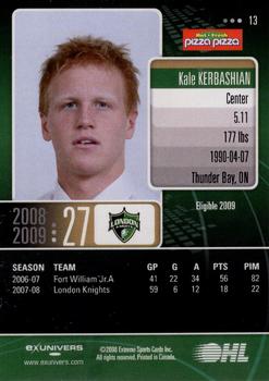 2008-09 Extreme London Knights (OHL) #13 Kale Kerbashian Back