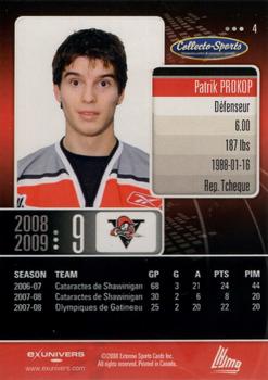 2008-09 Extreme Drummondville Voltigeurs (QMJHL) #4 Patrik Prokop Back