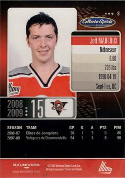 2008-09 Extreme Drummondville Voltigeurs (QMJHL) #8 Jeff Marcoux Back