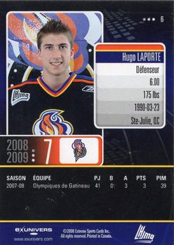 2008-09 Extreme Gatineau Olympiques (QMJHL) #6 Hugo Laporte Back