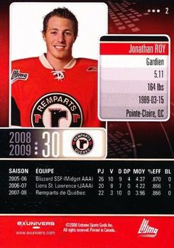 2008-09 Extreme Quebec Remparts (QMJHL) #2 Jonathan Roy Back