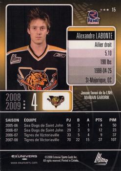 2008-09 Extreme Victoriaville Tigres (QMJHL) #15 Alexandre Labonte Back