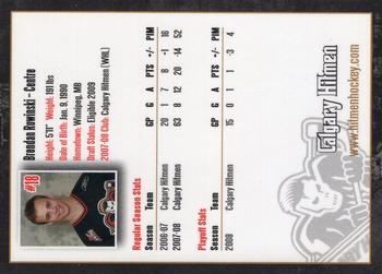 2008-09 Calgary Hitmen (WHL) #NNO Brendan Rowinski Back