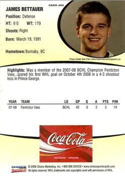 2008-09 Choice Chilliwack Bruins (WHL) #2 James Bettauer Back