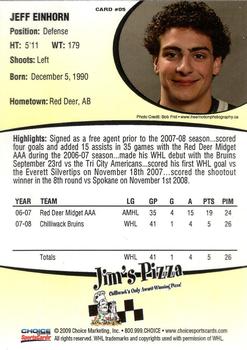 2008-09 Choice Chilliwack Bruins (WHL) #5 Jeff Einhorn Back