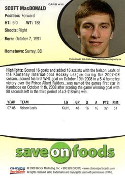 2008-09 Choice Chilliwack Bruins (WHL) #11 Scott Macdonald Back