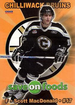 2008-09 Choice Chilliwack Bruins (WHL) #11 Scott Macdonald Front