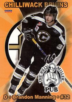 2008-09 Choice Chilliwack Bruins (WHL) #12 Brandon Manning Front