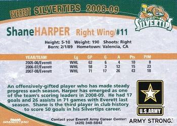 2008-09 Grandstand Everett Silvertips (WHL) #NNO Shane Harper Back