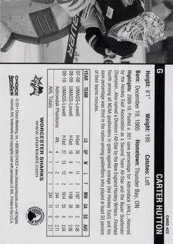 2010-11 Choice Worcester Sharks (AHL) #22 Carter Hutton Back