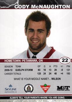 2010-11 M&T Printing Guelph Storm (OHL) #A-11 Cody McNaughton Back