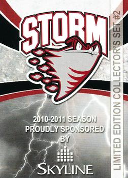 2010-11 M&T Printing Guelph Storm (OHL) #B-01 Guelph Storm Front