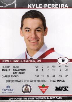 2010-11 M&T Printing Guelph Storm (OHL) #B-05 Kyle Pereira Back