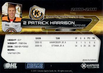 2010-11 Extreme Kingston Frontenacs (OHL) #1 Patrick Harrison Back