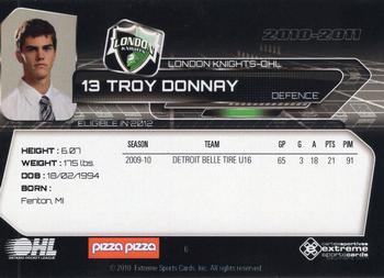 2010-11 Extreme London Knights OHL #6 Troy Donnay Back