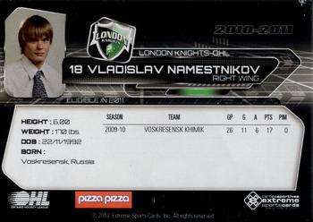 2010-11 Extreme London Knights OHL #9 Vladislav Namestnikov Back