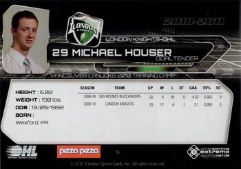 2010-11 Extreme London Knights OHL #16 Michael Houser Back