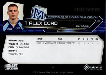 2010-11 Extreme Mississauga St. Michael's Majors (OHL) #4 Alex Cord Back