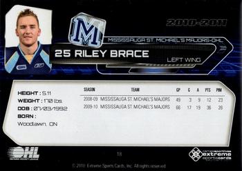 2010-11 Extreme Mississauga St. Michael's Majors (OHL) #18 Riley Brace Back