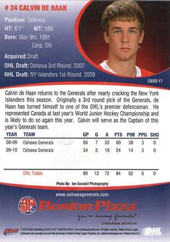 2010-11 Denny's Oshawa Generals (OHL) #17 Calvin de Haan Back