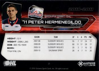 2010-11 Extreme Saginaw Spirit (OHL) #21 Peter Hermenegildo Back