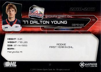 2010-11 Extreme Saginaw Spirit (OHL) #22 Dalton Young Back